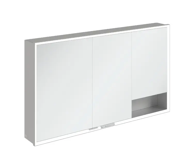 Villeroy & Boch My View+ - Tükrös szekrény LED világítással 130x75x17 cm, 3 ajtós, szürke A4811300