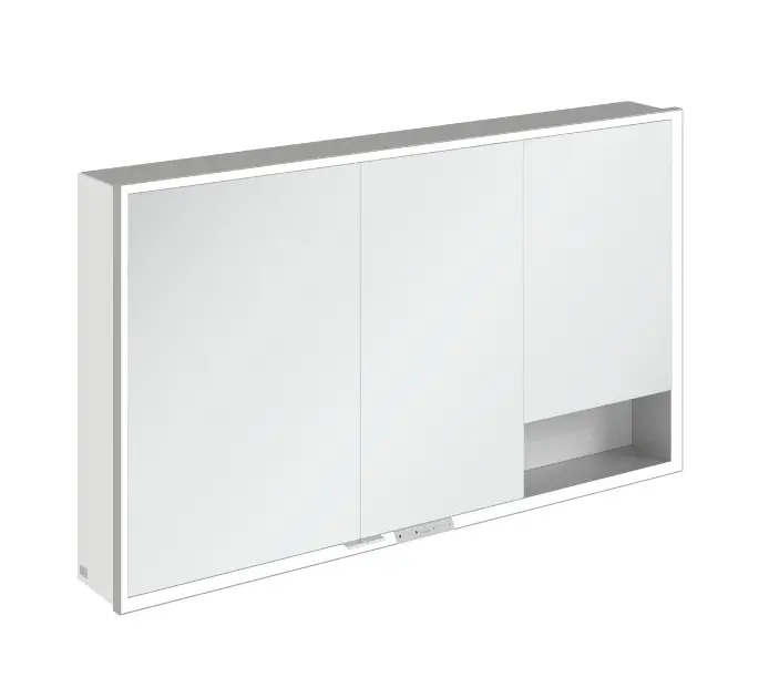 Villeroy & Boch My View+ - Tükrös szekrény LED világítással 130x75x17 cm, 3 ajtós, fehér/szürke A48113VE