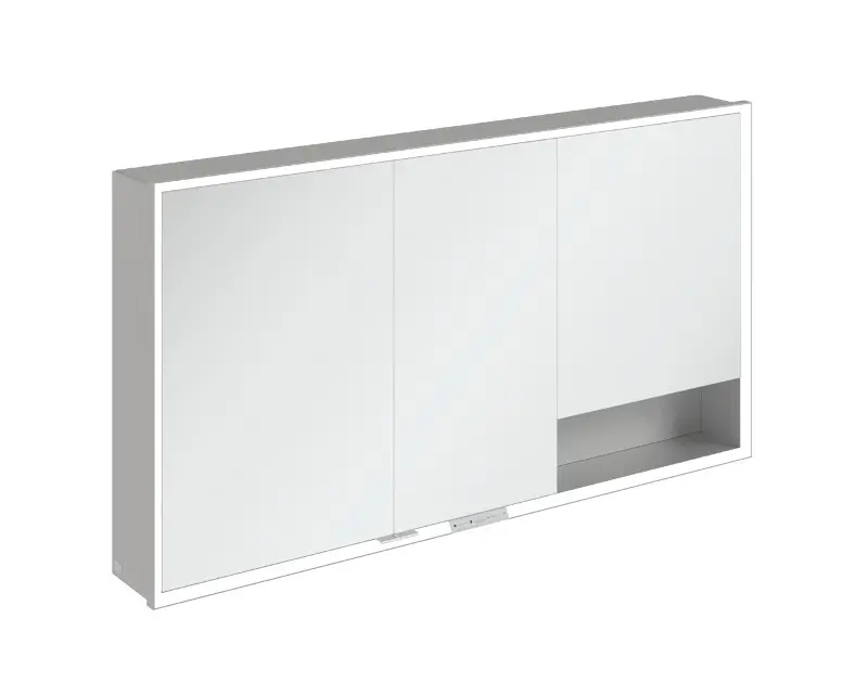 Villeroy & Boch My View+ - Tükrös szekrény LED világítással 140x75x17 cm, 3 ajtós, szürke A4811400