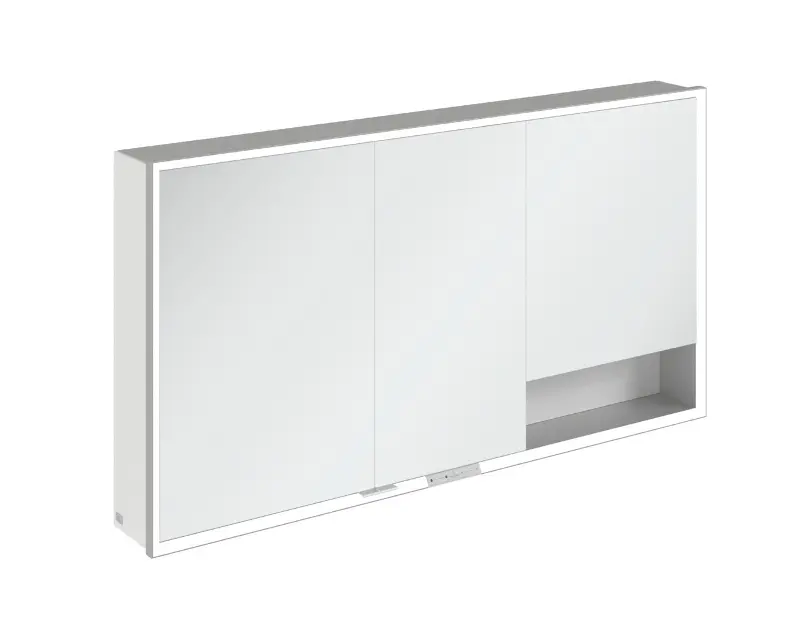 Villeroy & Boch My View+ - Tükrös szekrény LED világítással 140x75x17 cm, 3 ajtós, fehér/szürke A48114VE