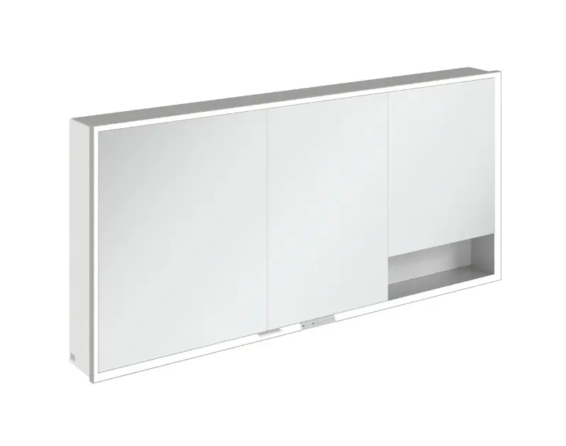 Villeroy & Boch My View+ - Tükrös szekrény LED világítással 160x75x17 cm, 3 ajtós, Brilliant White/szürke A48116VE