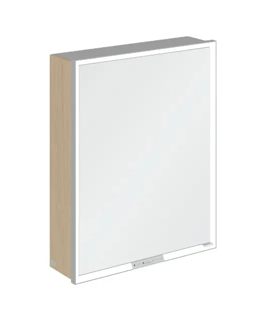 Villeroy & Boch My View+ - Spiegelschrank mit LED-Beleuchtung 60x75x17 cm, 1 Tür, Scharniere links, Nordic Oak/grau A4816LVJ