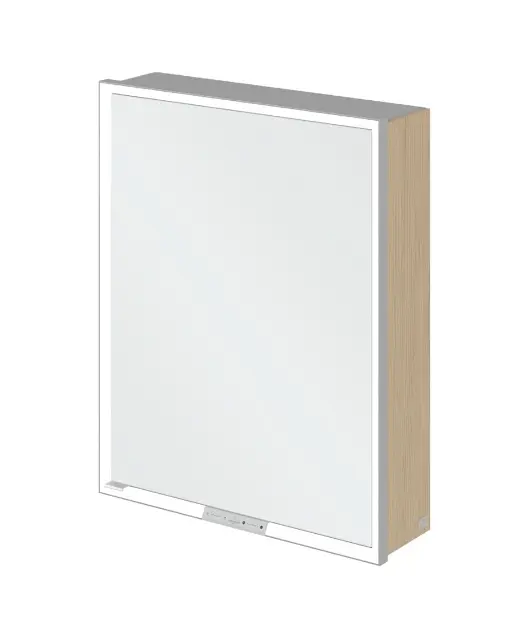 Villeroy & Boch My View+ - Spiegelschrank mit LED-Beleuchtung 60x75x17 cm, 1 Tür, Scharniere rechts, Nordic Oak/Grau A4816RVJ