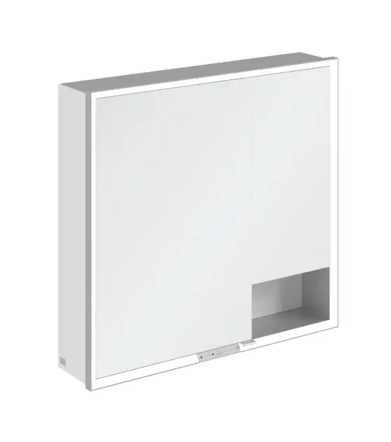 Levně Villeroy & Boch My View+ - Zrcadlová skříňka s LED osvětlením 80x75x17 cm, 2 dvířka, Brilliant White/šedá A48180VE
