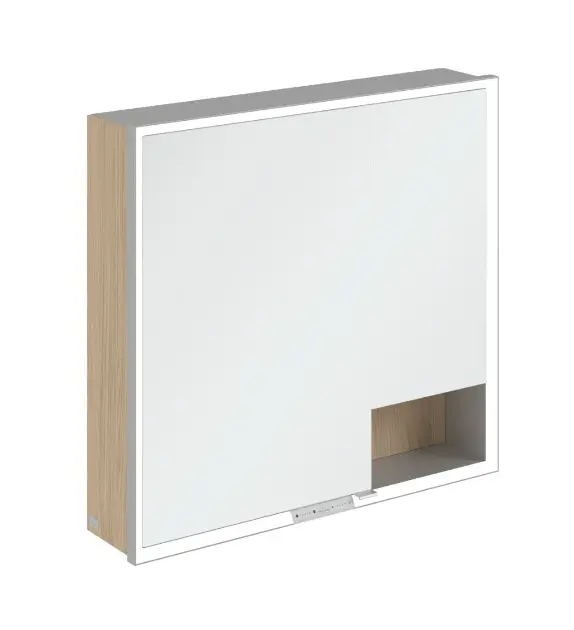 Levně Villeroy & Boch My View+ - Zrcadlová skříňka s LED osvětlením 80x75x17 cm, 2 dvířka, Nordic Oak/šedá A48180VJ