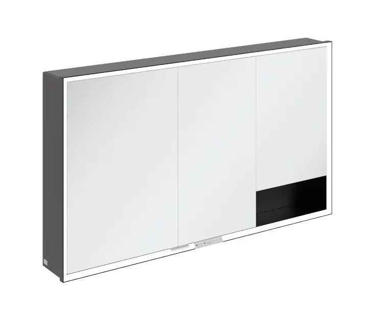 Levně Villeroy & Boch My View+ - Zrcadlová skříňka s LED osvětlením 130x75x17 cm, 3 dvířka, matná černá B4811300