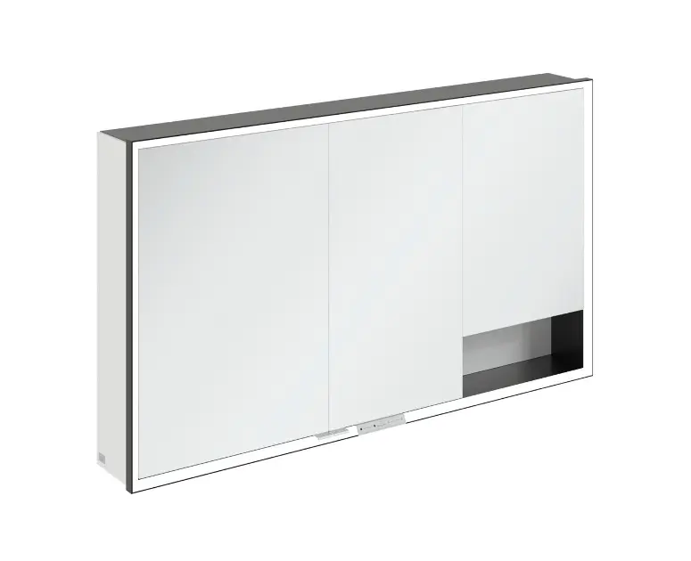 Levně Villeroy & Boch My View+ - Zrcadlová skříňka s LED osvětlením 130x75x17 cm, 3 dvířka, matná černá/šedá B48113VE