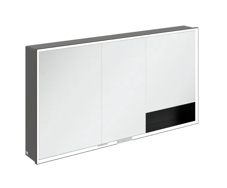 Levně Villeroy & Boch My View+ - Zrcadlová skříňka s LED osvětlením 140x75x17 cm, 3 dvířka, matná černá B4811400