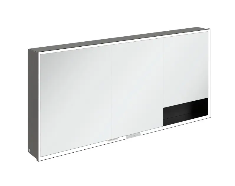 Levně Villeroy & Boch My View+ - Zrcadlová skříňka s LED osvětlením 160x75x17 cm, 3 dvířka, matná černá B4811600