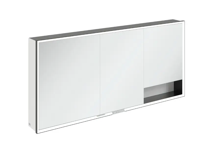Levně Villeroy & Boch My View+ - Zrcadlová skříňka s LED osvětlením 160x75x17 cm, 3 dvířka, Brilliant White/matná černá B48116VE