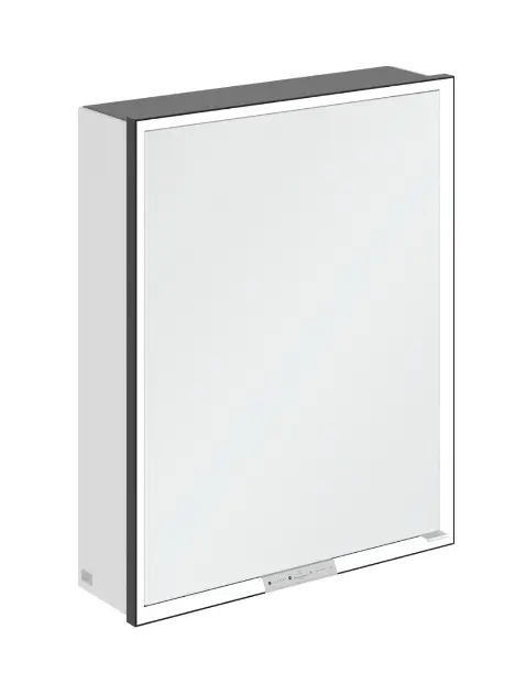 Levně Villeroy & Boch My View+ - Zrcadlová skříňka s LED osvětlením 60x75x17 cm, 1 dvířka, panty vlevo, Brilliant White/matná černá B4816LVE