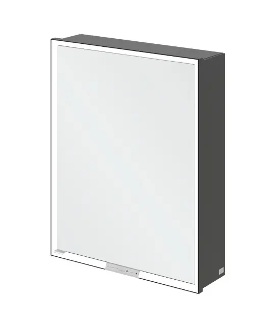 Levně Villeroy & Boch My View+ - Zrcadlová skříňka s LED osvětlením 60x75x17 cm, 1 dvířka, panty vpravo, matná černá B4816R00
