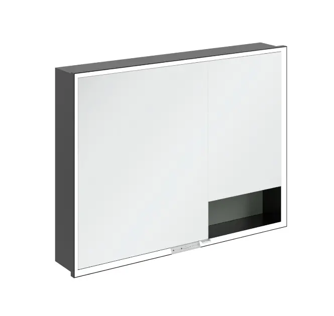 Levně Villeroy & Boch My View+ - Zrcadlová skříňka s LED osvětlením 100x75x17 cm, 2 dvířka, Soft Green/matná černá B48210AF
