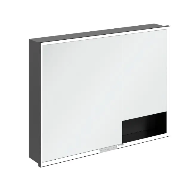 Levně Villeroy & Boch My View+ - Zrcadlová skříňka s LED osvětlením 100x75x17 cm, 2 dvířka, černá/matná černá B48210VL