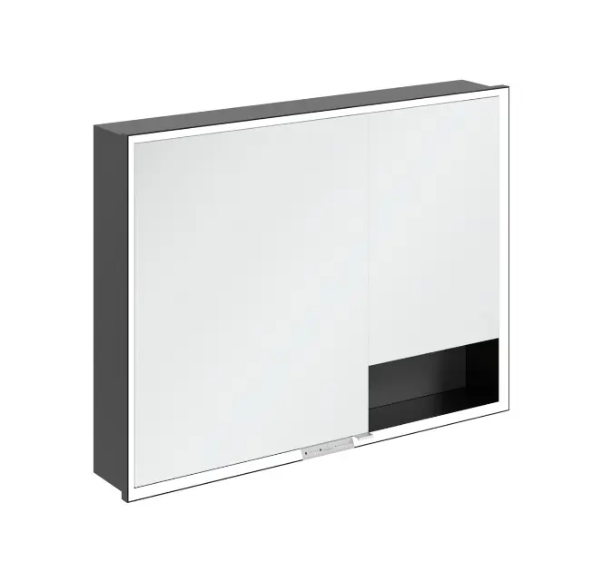 Levně Villeroy & Boch My View+ - Zrcadlová skříňka s LED osvětlením 100x75x17 cm, 2 dvířka, grafit/matná černá B48210VR