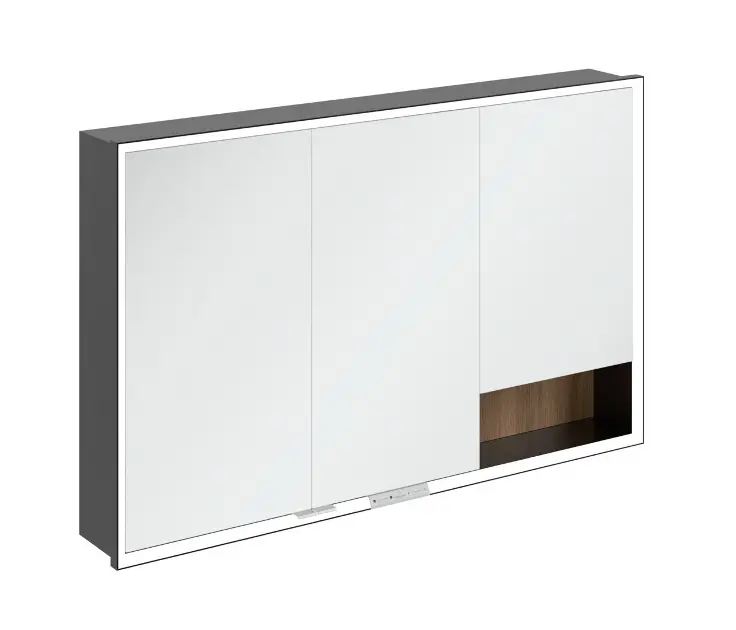 Levně Villeroy & Boch My View+ - Zrcadlová skříňka s LED osvětlením 120x75x17 cm, 3 dvířka, Kansas Oak/matná černá B48212RH