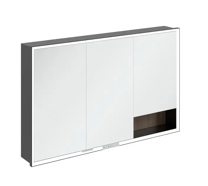 Levně Villeroy & Boch My View+ - Zrcadlová skříňka s LED osvětlením 120x75x17 cm, 3 dvířka, Arizona Oak/matná černá B48212VH