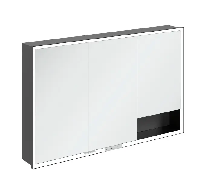 Levně Villeroy & Boch My View+ - Zrcadlová skříňka s LED osvětlením 120x75x17 cm, 3 dvířka, grafit/matná černá B48212VR