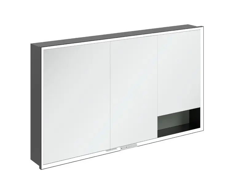 Levně Villeroy & Boch My View+ - Zrcadlová skříňka s LED osvětlením 130x75x17 cm, 3 dvířka, Soft Green/matná černá B48213AF