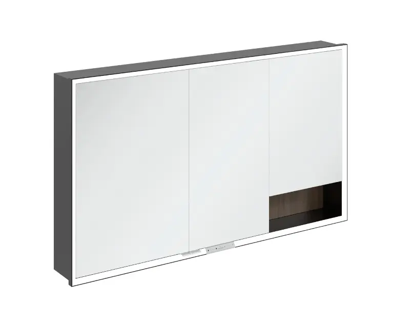 Levně Villeroy & Boch My View+ - Zrcadlová skříňka s LED osvětlením 130x75x17 cm, 3 dvířka, Arizona Oak/matná černá B48213VH