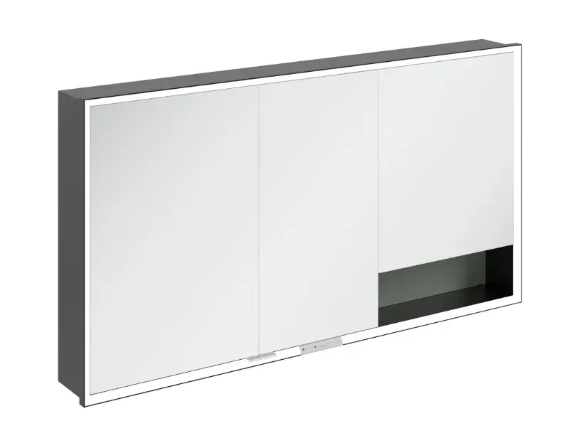 Levně Villeroy & Boch My View+ - Zrcadlová skříňka s LED osvětlením 140x75x17 cm, 3 dvířka, Soft Green/matná černá B48214AF