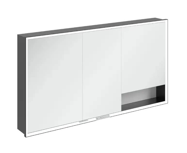 Levně Villeroy & Boch My View+ - Zrcadlová skříňka s LED osvětlením 140x75x17 cm, 3 dvířka, Pure White/matná černá B48214VF