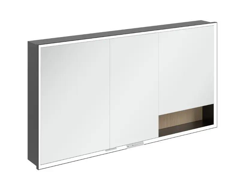Levně Villeroy & Boch My View+ - Zrcadlová skříňka s LED osvětlením 140x75x17 cm, 3 dvířka, Nordic Oak/matná černá B48214VJ