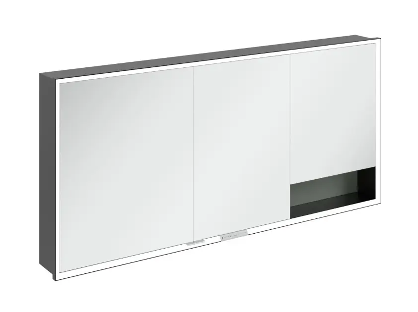 Levně Villeroy & Boch My View+ - Zrcadlová skříňka s LED osvětlením 160x75x17 cm, 3 dvířka, Soft Green/matná černá B48216AF