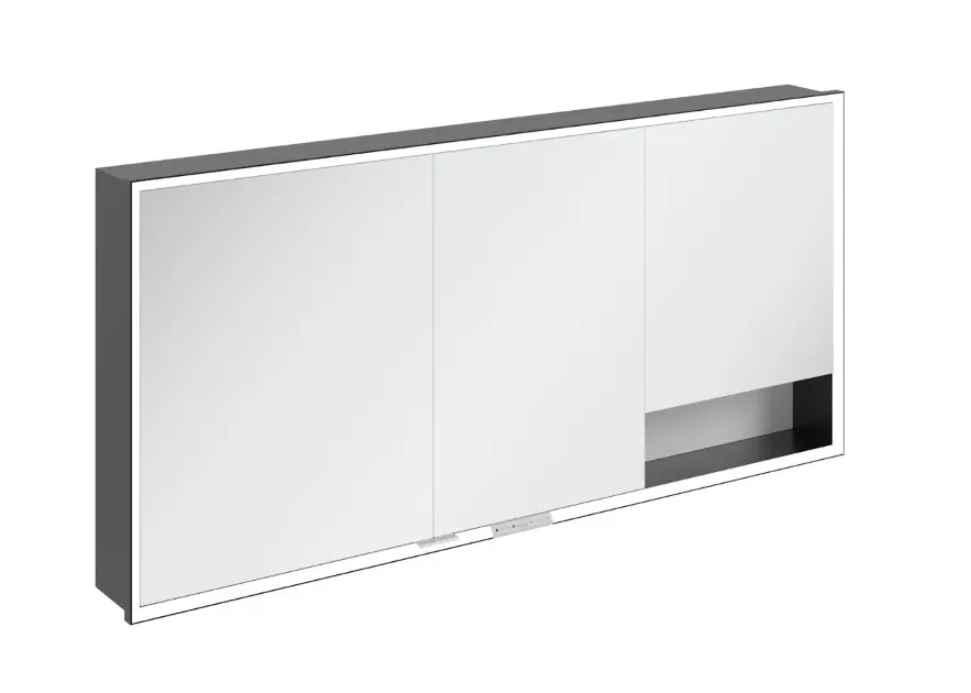 Levně Villeroy & Boch My View+ - Zrcadlová skříňka s LED osvětlením 160x75x17 cm, 3 dvířka, Pure White/matná černá B48216VF