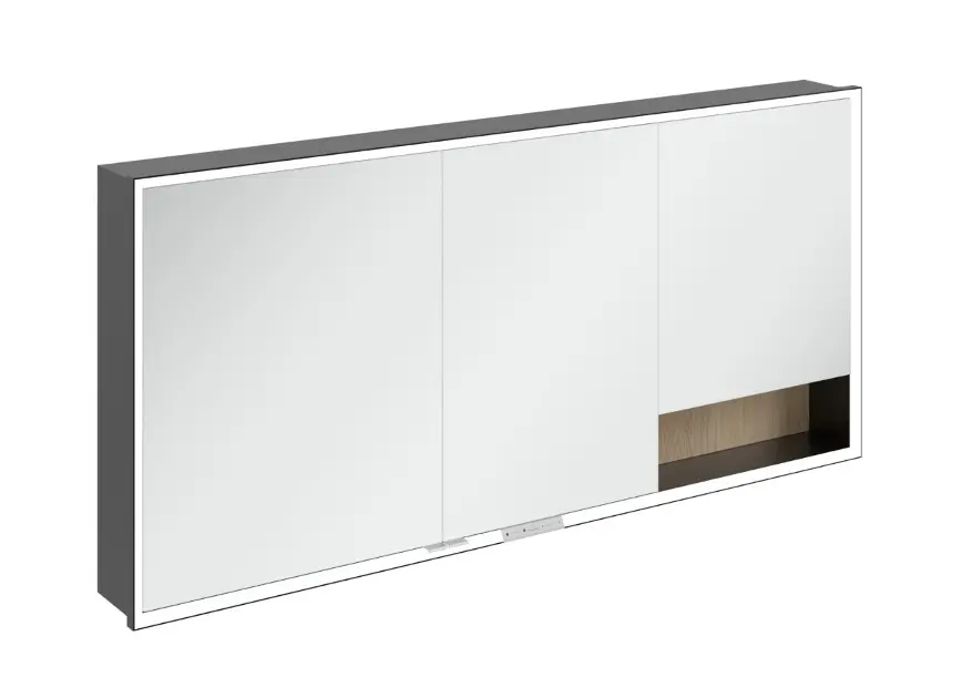 Levně Villeroy & Boch My View+ - Zrcadlová skříňka s LED osvětlením 160x75x17 cm, 3 dvířka, Nordic Oak/matná černá B48216VJ