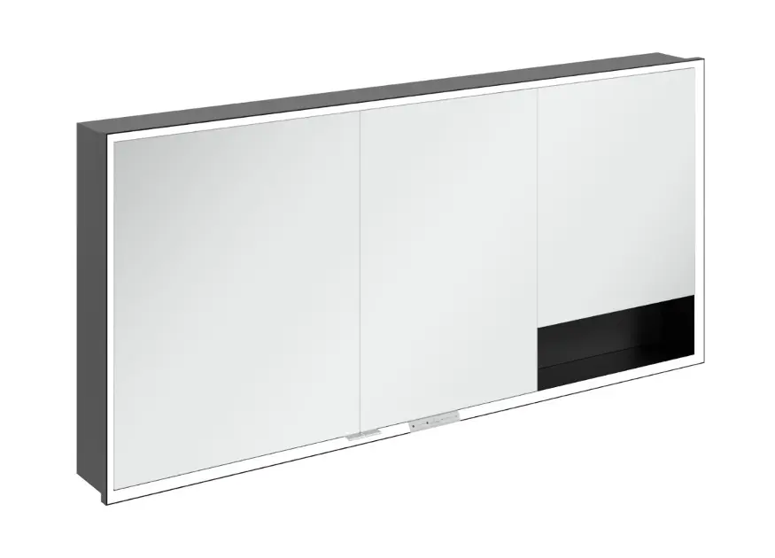 Levně Villeroy & Boch My View+ - Zrcadlová skříňka s LED osvětlením 160x75x17 cm, 3 dvířka, černá/matná černá B48216VL