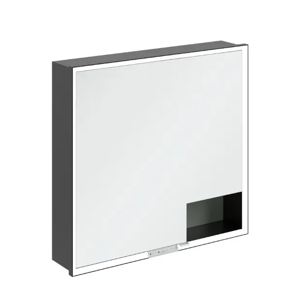 Levně Villeroy & Boch My View+ - Zrcadlová skříňka s LED osvětlením 80x75x17 cm, 2 dvířka, Soft Green/matná černá B48280AF