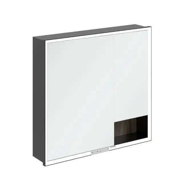 Levně Villeroy & Boch My View+ - Zrcadlová skříňka s LED osvětlením 80x75x17 cm, 2 dvířka, Stone Oak/matná černá B48280RK