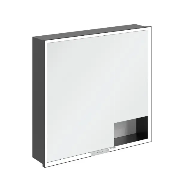 Levně Villeroy & Boch My View+ - Zrcadlová skříňka s LED osvětlením 80x75x17 cm, 2 dvířka, Brilliant White/matná černá B48280VE