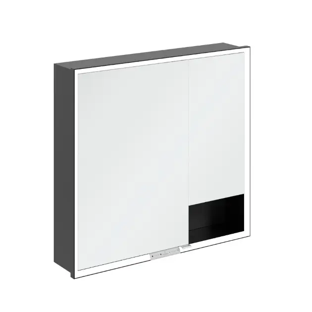 Levně Villeroy & Boch My View+ - Zrcadlová skříňka s LED osvětlením 80x75x17 cm, 2 dvířka, černá/matná černá B48280VL