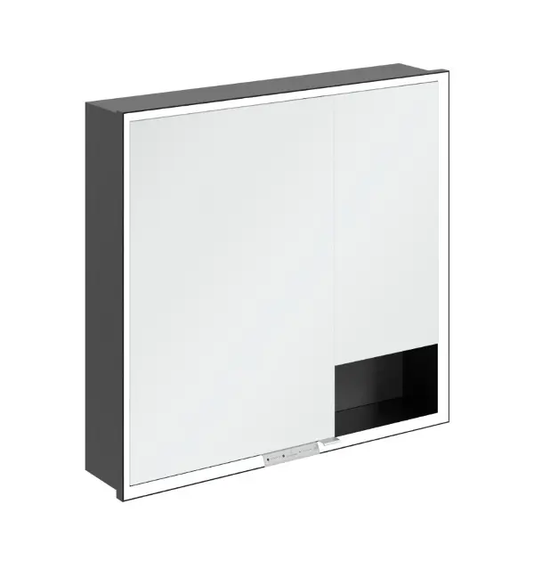 Levně Villeroy & Boch My View+ - Zrcadlová skříňka s LED osvětlením 80x75x17 cm, 2 dvířka, grafit/matná černá B48280VR