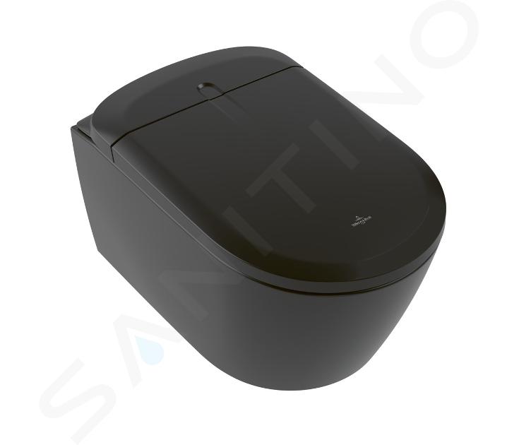 Villeroy & Boch ViClean - Bidé electrónico con cerámica, suspendido, DirectFlush, CeramicPlus, SoftClosing, negro V16EN2R7