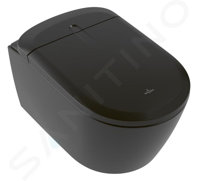 Villeroy & Boch ViClean - Bidé electrónico con cerámica, suspendido, DirectFlush, CeramicPlus, SoftClosing, negro V16EN3R7