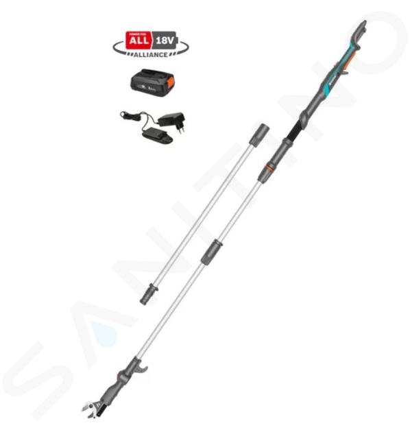Gardena - 18V AKU teleskopické nožnice na konáre HighCut 360/18V P4A, 1x aku 2,0 Ah, nabíjačka 14776-20