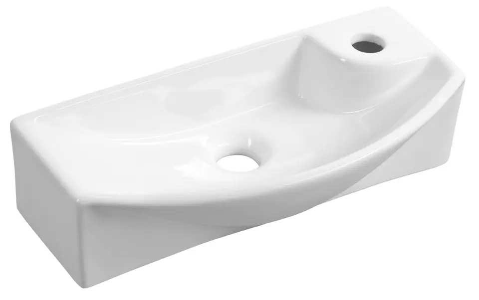 E-shop Sapho - Umývadlo Carlon, 45x23 cm, bez prepadu, otvor na batériu, biela AR458