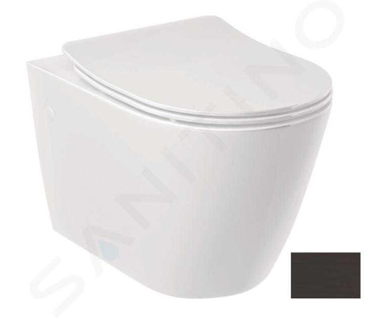 Kludi Resa R - Závěsné WC se sedátkem SoftClose, Rimless, Spiralflush, matná černá 23WCSET39