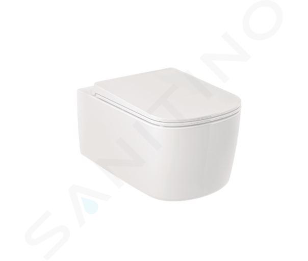 Kludi Resa S - Závěsné WC se sedátkem SoftClose, Rimless, Spiralflush, lesklá bílá 27WCSET43