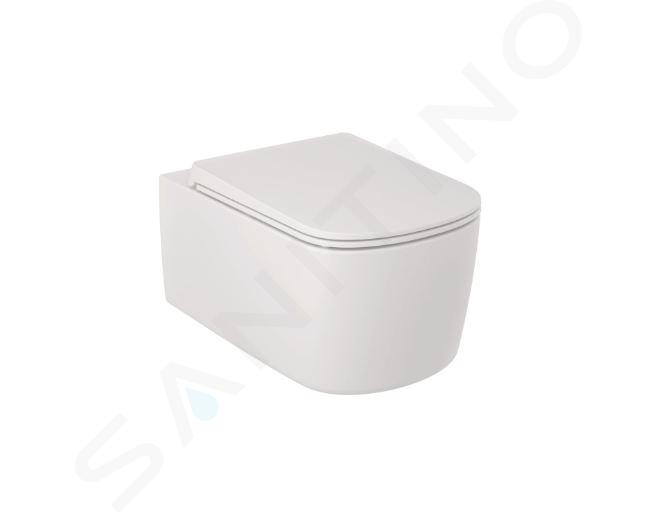 Kludi Resa S - Závěsné WC se sedátkem SoftClose, Rimless, Spiralflush, matná bílá 27WCSET53