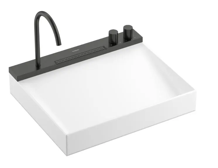 Hansgrohe Avalegra - Waschbecken 58x48 cm, mit Thermostatmischer und Brause, 2 Strahlarten, ohne Überlauf, chrom schwarz gebürstet 22472340