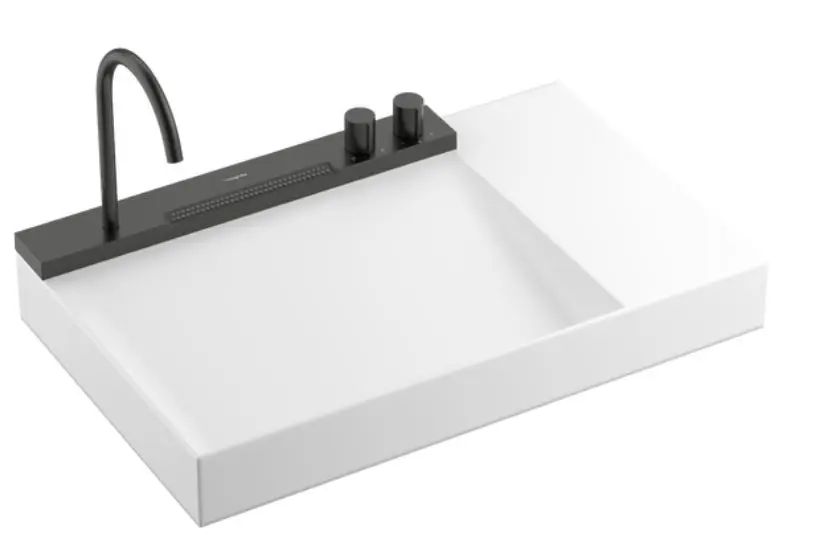 Hansgrohe Avalegra - Waschtisch 78x48 cm, mit Thermostatbatterie und Brause, 2 Strahlarten, ohne Überlauf, Chrom schwarz gebürstet 22473340