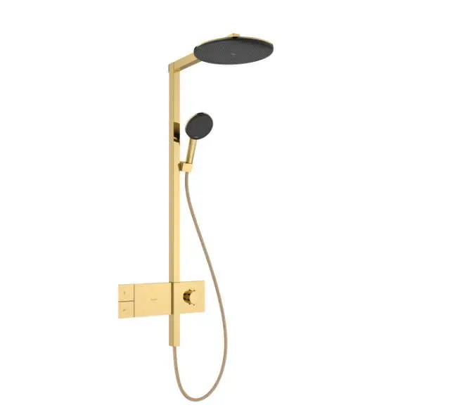 Hansgrohe Raindance Alive S - Sprchový set s termostatem, průměr 30 cm, 3 proudy, EcoSmart, leštěný vzhled zlata 24583990