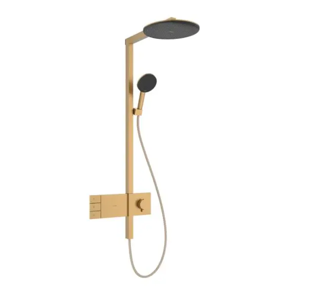 Levně Hansgrohe Raindance Alive S - Sprchový set s termostatem, průměr 30 cm, 3 proudy, kartáčovaný bronz 24595140