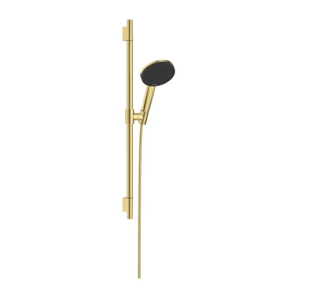 Levně Hansgrohe Raindance Alive Select S - Set sprchové hlavice, tyče a hadice, 3 proudy, EcoSmart, leštěný vzhled zlata 24602990