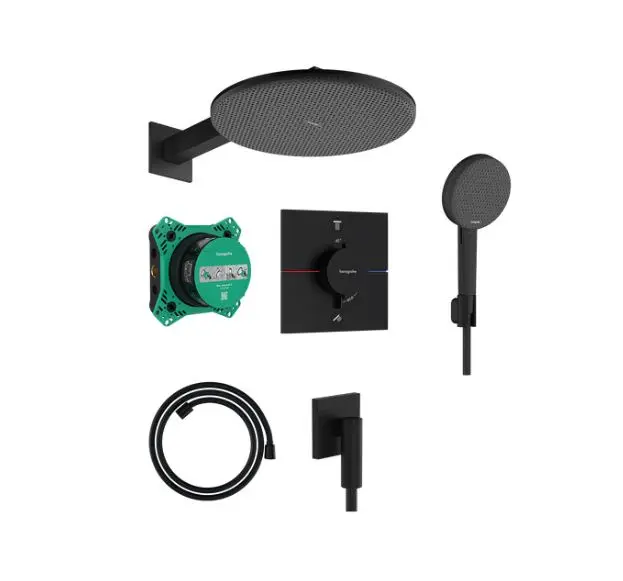 Hansgrohe Raindance Alive S - Shower set with concealed thermostat, diameter 30 cm, 3 spray modes, matt black 24630670