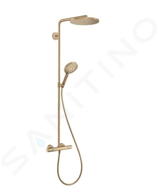 Hansgrohe Raindance S - Brauseset mit Thermostat, Durchmesser 24 cm, 3 Strahlarten, EcoSmart, gebürstete Bronze 28823140